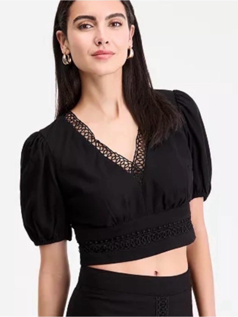 I.N.C. International Concepts
Women's Crochet-Trim Cropped Blouse